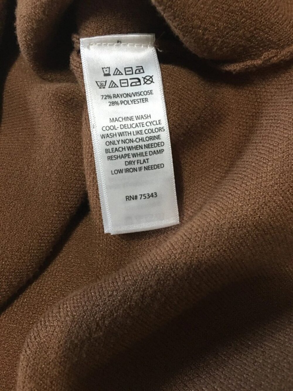 Nicole Miller Long Sleeve Sweater Dress Brown Faux Wrap-Size L - Picture 5 of 5